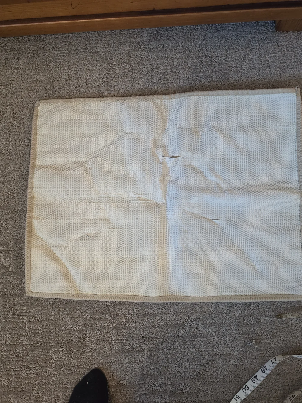 Beige Plush Bath Mat with Subtle Camper Pattern Perfect For Campers